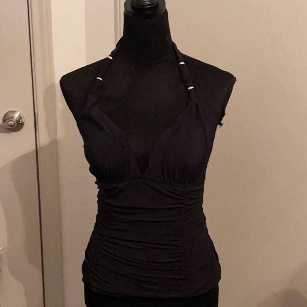 Black Ruched Lands End Swim Tankini